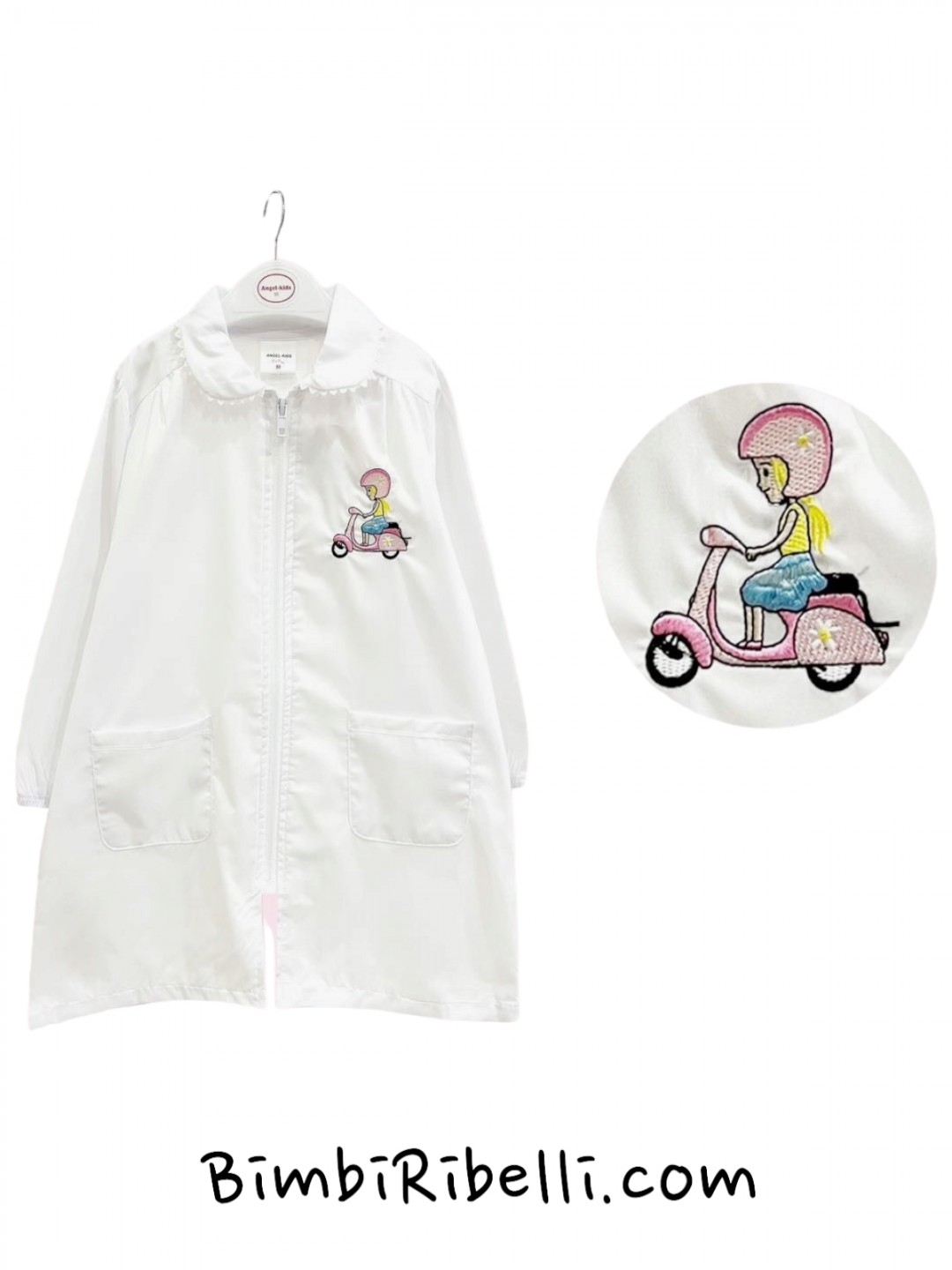 Grembiule bianco scuola bambina tg da 45 a 55