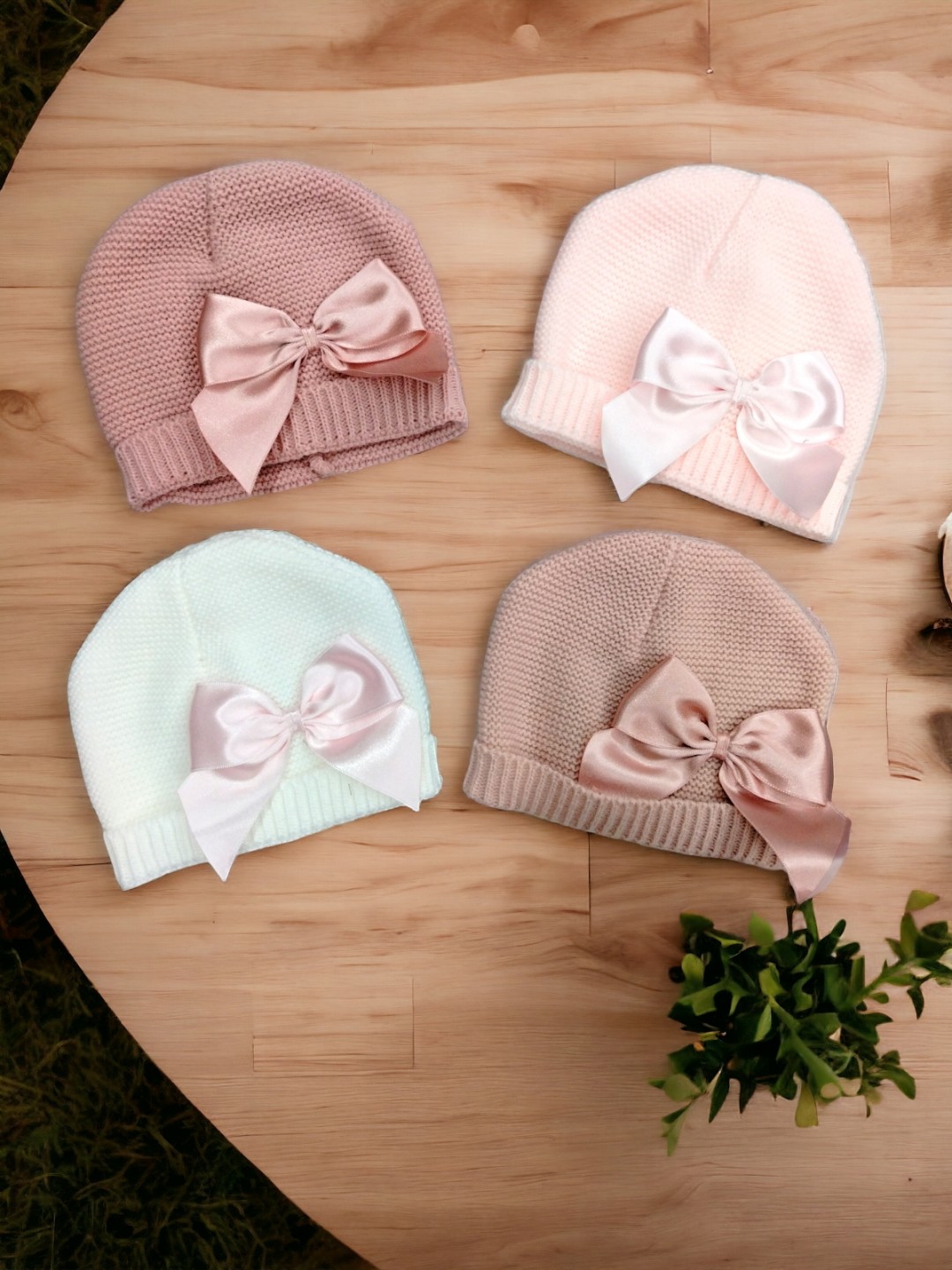 Cappelli invernali neonata da 0 a 3 mesi 4 colori con fiocco